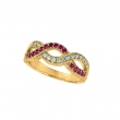 Pink sapphire & diamond twisted ring