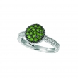 Green & white diamond round ring