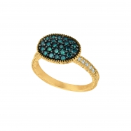 Picture of Blue & white diamond oval shape ring