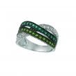 Green , blue & white diamond ring