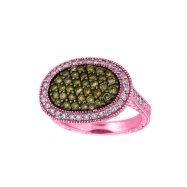 Picture of Champagne & white diamond oval shape ring