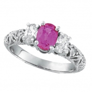 Picture of Pink Sapphire Three Stone Diamond Engagement Ring