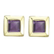 Square Purple Amethyst Prong Set Studs