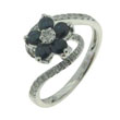 14K White Gold Blue Sapphire & Diamond Ring