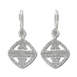 14K White Gold Decorative Stylish Diamond Earrings