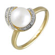 14K Yellow Gold Fresh Water Pearl with Diamonds Ring