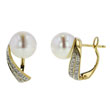 14K Yellow Gold Pearl & Diamond Earrings