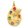 14k CZ Stones Artist Palette Charm