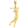 14k Female Golfer Pendant