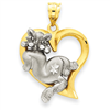 14k Cat In Heart Charm