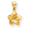 14k Plumeria Floral Charm Pendant