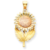 14k Two-tone Sunflower Pendant