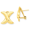 14k Polished X Omega Back Post Earrings