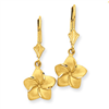 14k Satin & Diamond-Cut Plumeria Dangle Leverback Earrings