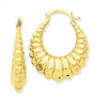 14k Polished Scalloped Hollow Hoop Earrings