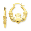 14k Polished Claddagh Hoop Earrings