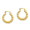 14k Polished Bamboo Design Hollow Hoop Earrings