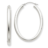 14k White Gold Polished 3mm Oval Tube Hoop Earrings