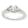 14k White Gold AA Diamond three stone ring