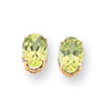14k Peridot Diamond oval stud earring