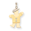 14k Two-tone A Diamond kid pendant