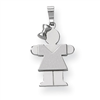 14k White Gold Small Girl with Bow on Left Engraveable Charm