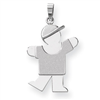 14k White Gold Medium Boy with Hat on Left Engraveable Charm