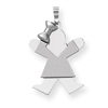 14k White Gold Medium Girl with Bow on Left Engraveable Charm