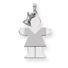 14k White Gold Medium Girl with Bow on Left Engraveable Charm