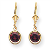 14k 6mm Garnet leverback earring