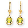 14k 6mm Peridot leverback earring