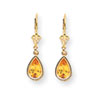 14k 8x5mm Pear Citrine leverback earring
