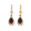14k 9x6mm Pear Garnet leverback earring