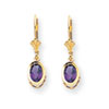14k 7x5mm Oval Amethyst leverback earring