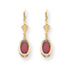 14k 7x5mm Oval Garnet leverback earring
