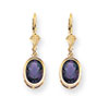 14k 9x7mm Oval Amethyst leverback earring