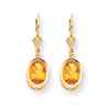 14k 9x7mm Oval Citrine leverback earring