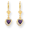 14k 5mm Heart Amethyst earring