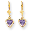 14k 6mm Heart Amethyst earring