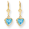 14k 6mm Heart Blue Topaz earring