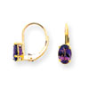 14k 7x5mm Oval Amethyst leverback earring