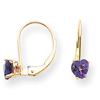 14k 5mm Heart Amethyst earring