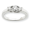 14k White Gold A Diamond three stone ring