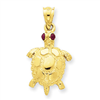 14k Turtle with Ruby Eyes Pendant