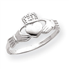 14k White Gold Polished Claddagh Ring