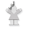 14k White Gold Large Girl with Bow on Left Engraveable Charm