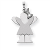 14k White Gold Medium Girl with Bow on Right Engraveable Charm