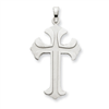 14k White Gold Fleur de lis Cross Pendant
