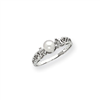 14k White Gold 6mm Pearl A Diamond ring