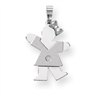 14k White Gold A Diamond kid pendant